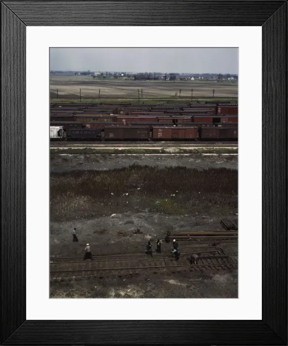 Framed Print : Section crew at work on the track, C. M. St. P. & P. R. R. Bensenville, Ill. 1943. Creator: Jack Delano Framed Print : Section crew at work on the track, C. M. St. P. & P. R. R. Bensenville, Ill. 1943. Creator: Jack Delano