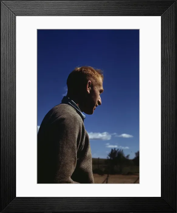 Framed Print : Man outdoors, possibly a farmer, between 1941 and 1942. Creator: Unknown Framed Print : Man outdoors, possibly a farmer, between 1941 and 1942. Creator: Unknown