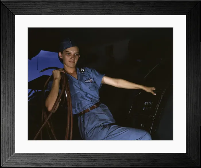 Framed Print : With a womans determination, Lorena Craig takes over a man-size job, Corpus Christi, Texas, 1942. Creator: Howard Hollem Framed Print : With a womans determination, Lorena Craig takes over a man-size job, Corpus Christi, Texas, 1942. Creator: Howard Hollem