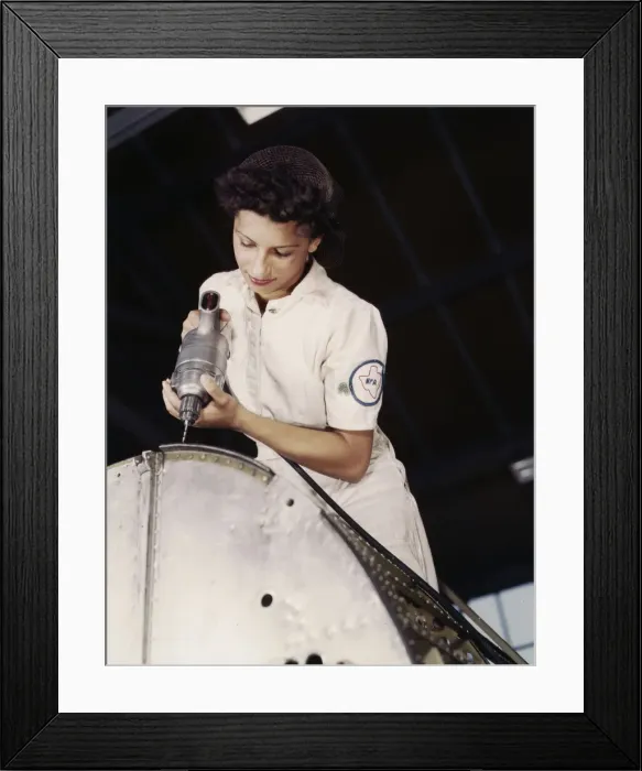Framed Print : Oyida Peaks riveting as part of her NYA training... Naval Air Base, Corpus Christi, Texas, 1942. Creator: Howard Hollem Framed Print : Oyida Peaks riveting as part of her NYA training... Naval Air Base, Corpus Christi, Texas, 1942. Creator: Howard Hollem