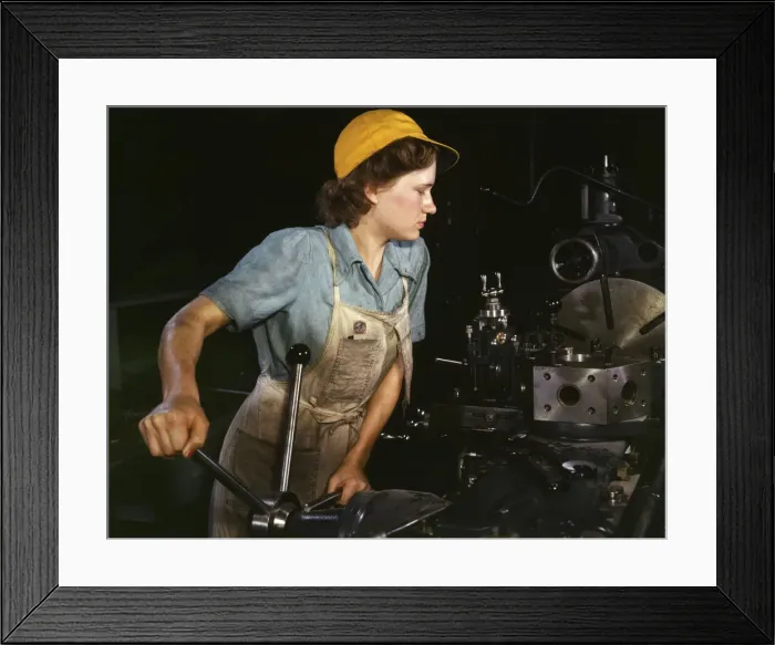 Framed Print : Lathe operator machining parts... Consolidated Aircraft Corporation plant, Fort Worth, TX, 1942. Creator: Howard Hollem Framed Print : Lathe operator machining parts... Consolidated Aircraft Corporation plant, Fort Worth, TX, 1942. Creator: Howard Hollem