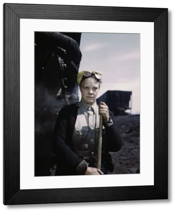 Framed Print : C. & N.W. R.R. Mrs. Irene Bracker, mother of two children, employed at the... Clinton, Iowa, 1943. Creator: Jack Delano Framed Print : C. & N.W. R.R. Mrs. Irene Bracker, mother of two children, employed at the... Clinton, Iowa, 1943. Creator: Jack Delano