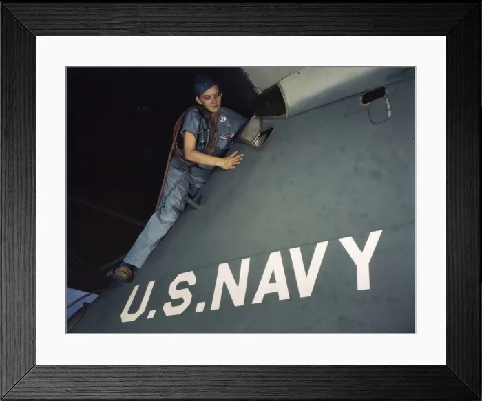 Framed Print : Lorena Craig is cowler under civil service at the Naval Air Base, Corpus Christi, Texas, 1942. Creator: Howard Hollem Framed Print : Lorena Craig is cowler under civil service at the Naval Air Base, Corpus Christi, Texas, 1942. Creator: Howard Hollem