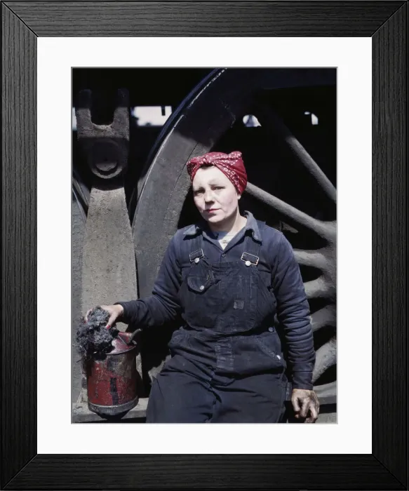 Framed Print : C. & N.W. R.R. Mrs. Marcella Hart, mother of three children, employed as a... Clinton, Iowa, 1943. Creator: Jack Delano Framed Print : C. & N.W. R.R. Mrs. Marcella Hart, mother of three children, employed as a... Clinton, Iowa, 1943. Creator: Jack Delano