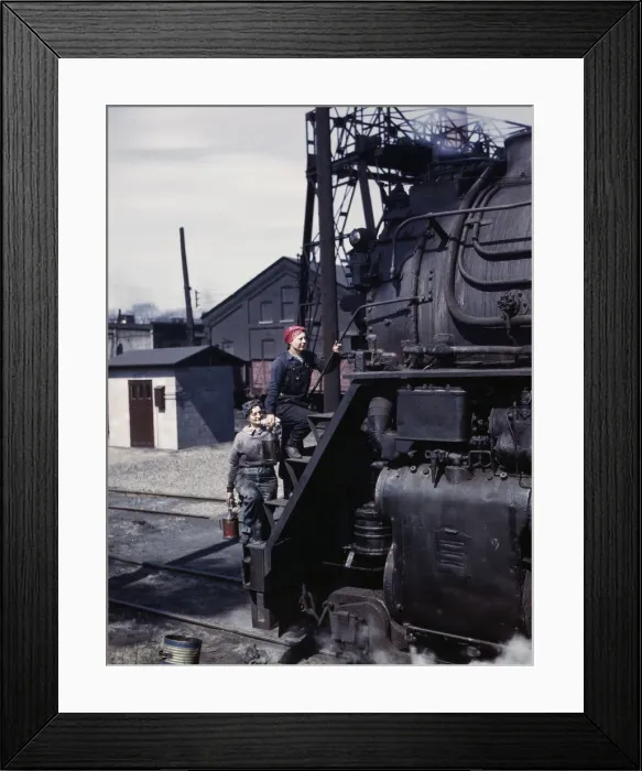 Framed Print : Women wipers of the Chicago and North Western Railroad cleaning one of the... Clinton, Iowa, 1943. Creator: Jack Delano Framed Print : Women wipers of the Chicago and North Western Railroad cleaning one of the... Clinton, Iowa, 1943. Creator: Jack Delano