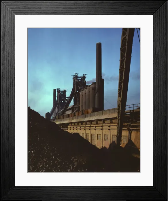 Framed Print : Blast furnaces and iron ore at the Carnegie-Illinois Steel Corporation mills, Etna, Pennsylvania, 19 Creator: Alfred T Palmer Framed Print : Blast furnaces and iron ore at the Carnegie-Illinois Steel Corporation mills, Etna, Pennsylvania, 19 Creator: Alfred T Palmer