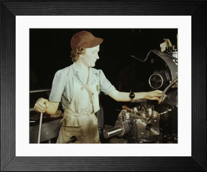 Framed Print : Beulah Faith, 20, used to be sales clerk... Consolidated Aircraft Corp. Fort Worth, Texas, 1942. Creator: Howard Hollem Framed Print : Beulah Faith, 20, used to be sales clerk... Consolidated Aircraft Corp. Fort Worth, Texas, 1942. Creator: Howard Hollem