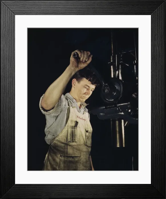 Framed Print : Drill press operator, Allegheny Ludlum Steel[e] Corp. Brackenridge, Pa. 1941?. Creator: Alfred T Palmer