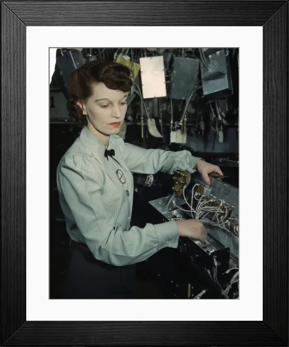 Framed Print : Electronics technician, Goodyear Aircraft Corp. Akron, Ohio, 1941. Creator: Alfred T Palmer Framed Print : Electronics technician, Goodyear Aircraft Corp. Akron, Ohio, 1941. Creator: Alfred T Palmer
