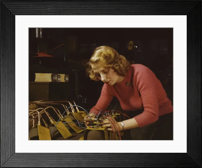 Framed Print : Lucile Mazurek, age 29, ex-housewife, husband going into... Heil and Co. Milwaukee, Wisc. 1943. Creator: Howard Hollem Framed Print : Lucile Mazurek, age 29, ex-housewife, husband going into... Heil and Co. Milwaukee, Wisc. 1943. Creator: Howard Hollem