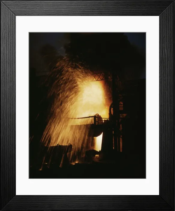 Framed Print : Bessemer converter (iron into steel), Allegheny Ludlum Steel[e] Corp. Brackenridge, Pa. (1941?). Creator: Alfred T Palmer