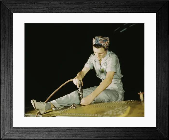 Framed Print : Drilling on a Liberator Bomber, Consolidated Aircraft Corp. Fort Worth, Texas, 1942. Creator: Howard Hollem Framed Print : Drilling on a Liberator Bomber, Consolidated Aircraft Corp. Fort Worth, Texas, 1942. Creator: Howard Hollem