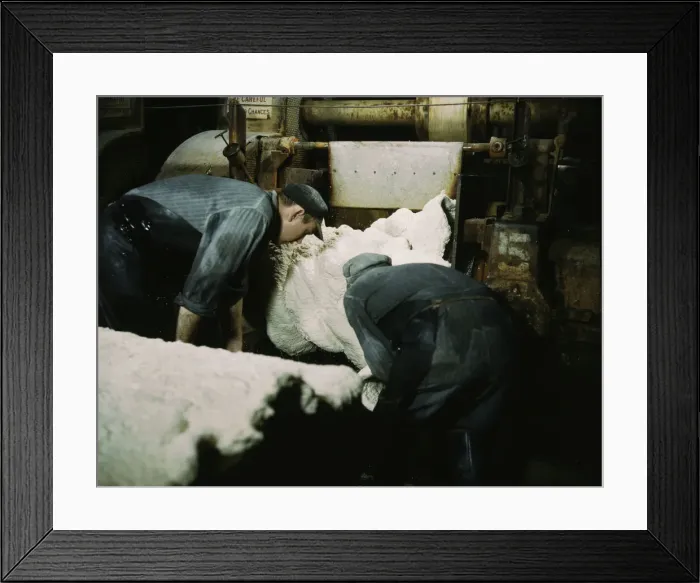 Framed Print : This sheet of synthetic rubber coming off the rolling mill... B.F. Goodrich Co. Akron, Ohio, 1941. Creator: Alfred T Palmer