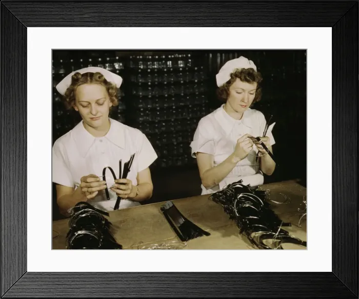 Framed Print : Two Navy wives, Eva Herzberg and Elve Burnham... Glenview, Ill. 1942. Creator: Howard Hollem Framed Print : Two Navy wives, Eva Herzberg and Elve Burnham... Glenview, Ill. 1942. Creator: Howard Hollem