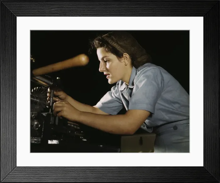 Framed Print : Mary Louise Stepan, 21, used to be a waitress... Consolidated Aircraft Corp. Fort Worth, Texas, 1942 Creator: Howard Hollem Framed Print : Mary Louise Stepan, 21, used to be a waitress... Consolidated Aircraft Corp. Fort Worth, Texas, 1942 Creator: Howard Hollem