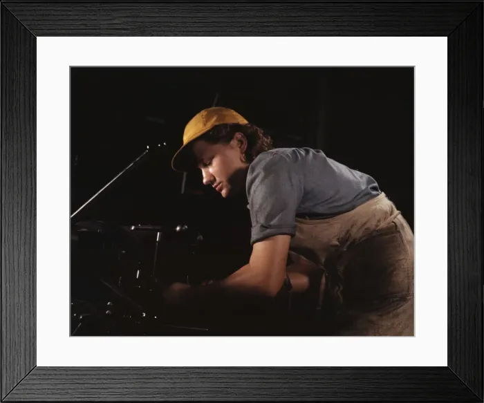 Framed Print : A lathe operator machining parts for... Consolidated Aircraft Corp. plant, Fort Worth, Texas, 1942. Creator: Howard Hollem Framed Print : A lathe operator machining parts for... Consolidated Aircraft Corp. plant, Fort Worth, Texas, 1942. Creator: Howard Hollem
