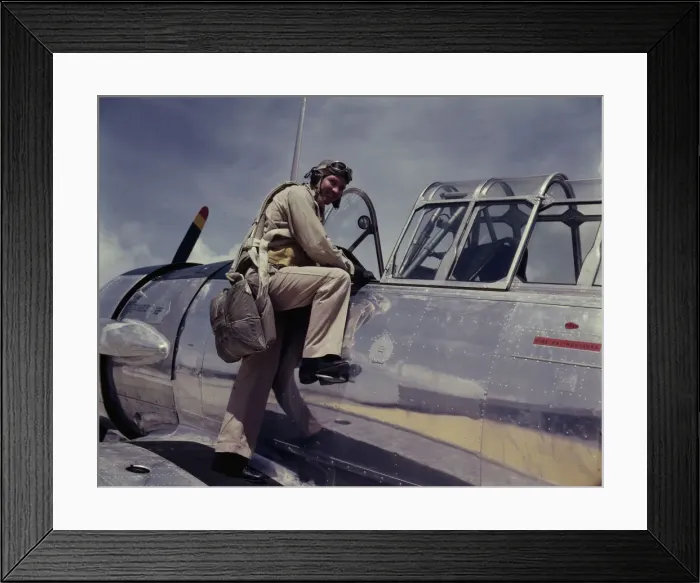 Framed Print : Cadet L. Deitz at the Naval Air Base, Corpus Christi, Texas, 1942. Creator: Howard Hollem