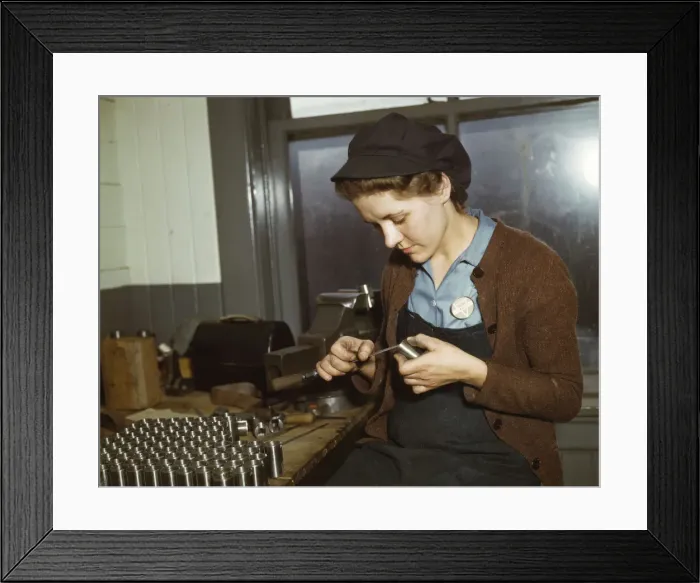 Framed Print : War production workers at the Vilter [Manufacturing] Company making M5... Milwaukee, Wis. 1943. Creator: Howard Hollem