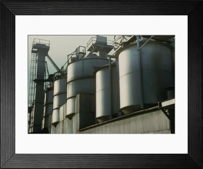 Framed Print : Section of the batch house at a plant... Owens-Corning Fiberglass Corporation, Toledo, Ohio, 1942. Creator: Alfred T Palmer Framed Print : Section of the batch house at a plant... Owens-Corning Fiberglass Corporation, Toledo, Ohio, 1942. Creator: Alfred T Palmer