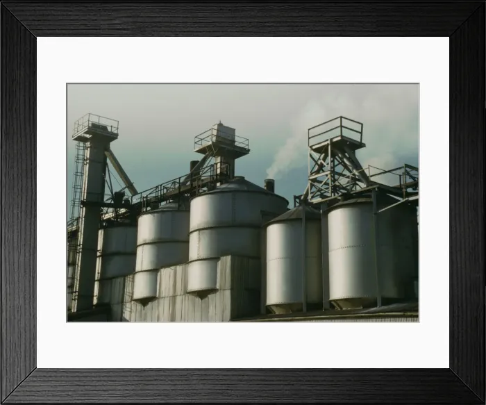 Framed Print : Section of the batch house at a plant... Owens-Corning Fiberglass Corporation, Toledo, Ohio, 1942. Creator: Alfred T Palmer Framed Print : Section of the batch house at a plant... Owens-Corning Fiberglass Corporation, Toledo, Ohio, 1942. Creator: Alfred T Palmer