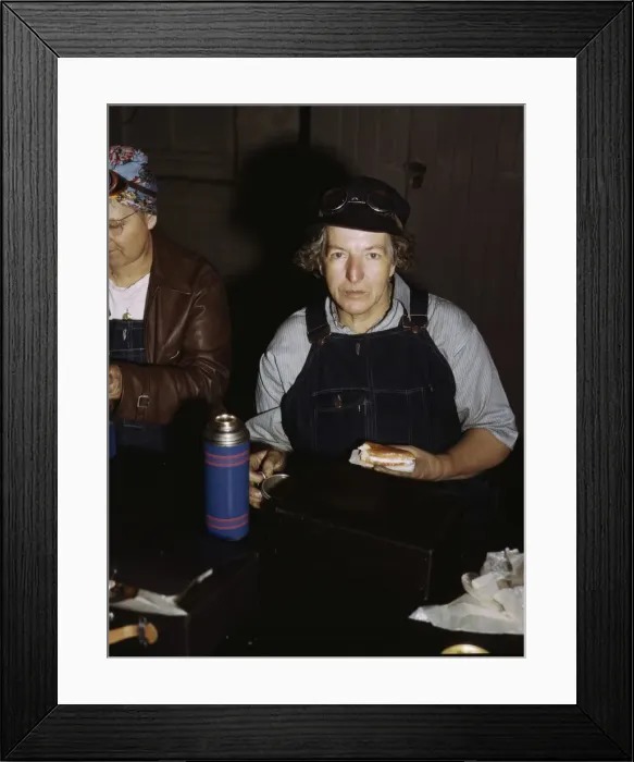 Framed Print : C. & N. W. R. R. Mrs. Elibia Siematter, employed as a sweeper at the roundhouse, Clinton, Iowa, 1943. Creator: Jack Delano Framed Print : C. & N. W. R. R. Mrs. Elibia Siematter, employed as a sweeper at the roundhouse, Clinton, Iowa, 1943. Creator: Jack Delano