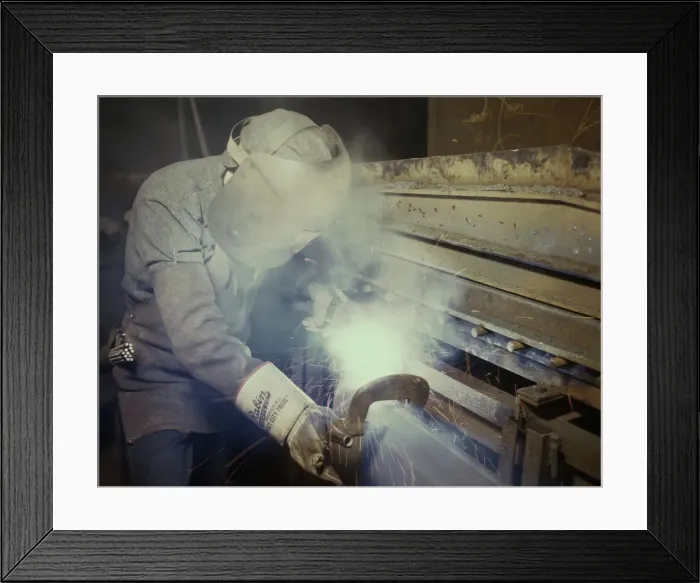 Framed Print : Welder making boilers for a ship, Combustion Engineering Co. Chattanooga, Tenn. 1942. Creator: Alfred T Palmer Framed Print : Welder making boilers for a ship, Combustion Engineering Co. Chattanooga, Tenn. 1942. Creator: Alfred T Palmer