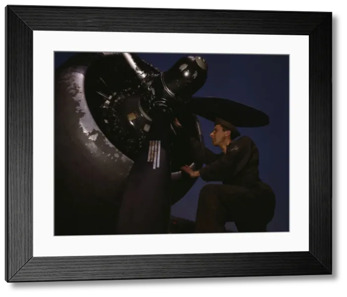 Framed Print : Servicing [an] A-20 bomber, Langley Field, Va. 1942. Creator: Alfred T Palmer