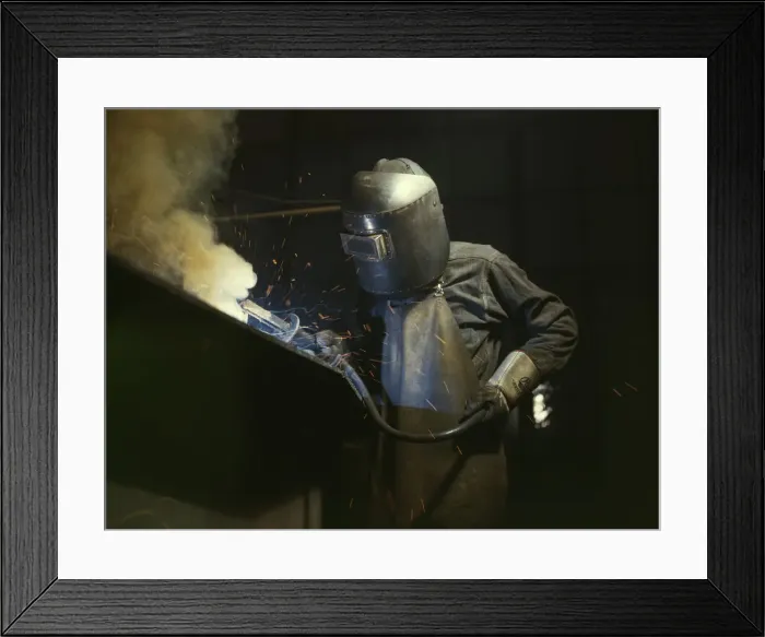Framed Print : Welder making boilers for a ship, Combustion Engineering Co. Chattanooga, Tenn. 1942. Creator: Alfred T Palmer Framed Print : Welder making boilers for a ship, Combustion Engineering Co. Chattanooga, Tenn. 1942. Creator: Alfred T Palmer