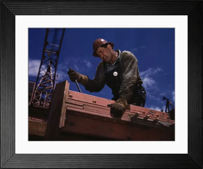 Framed Print : Big Pete Ramagos, rigger at work on dam (TVA) Douglas Dam, Tenn. 1942. Creator: Alfred T Palmer Framed Print : Big Pete Ramagos, rigger at work on dam (TVA) Douglas Dam, Tenn. 1942. Creator: Alfred T Palmer