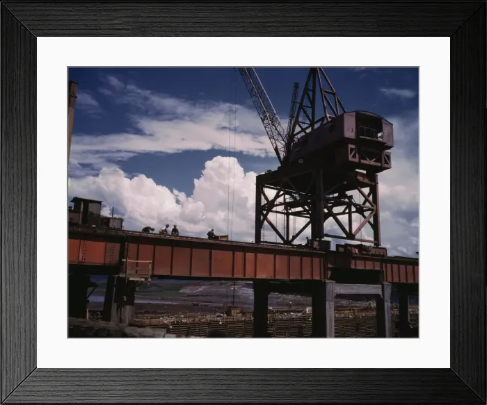 Framed Print : Construction at TVAs Douglas Dam, Tenn. 1942. Creator: Alfred T Palmer Framed Print : Construction at TVAs Douglas Dam, Tenn. 1942. Creator: Alfred T Palmer