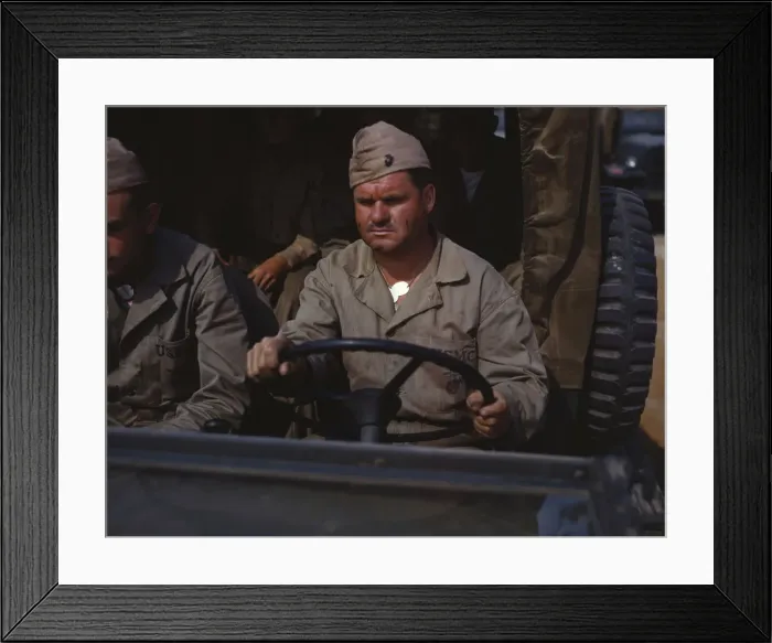 Framed Print : Driver of Marine truck, New River, N. C. 1942. Creator: Alfred T Palmer Framed Print : Driver of Marine truck, New River, N. C. 1942. Creator: Alfred T Palmer