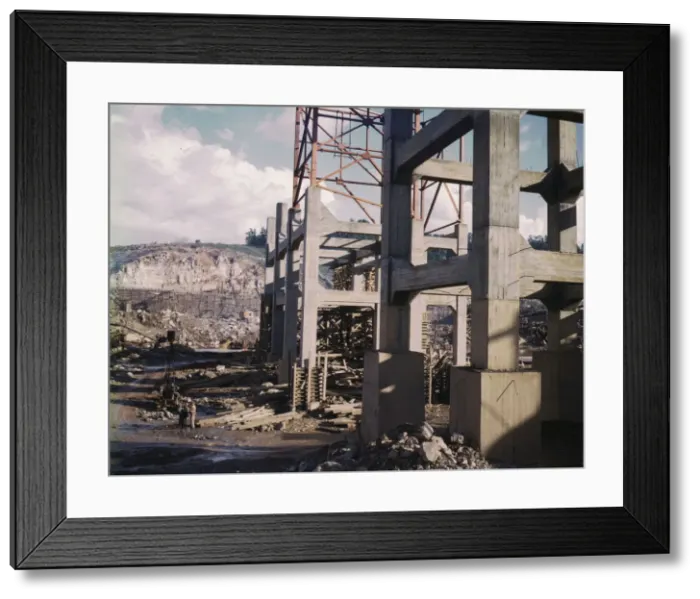 Framed Print : Early stage of construction work at the TVAs Douglas Dam, Tenn. 1942. Creator: Alfred T Palmer Framed Print : Early stage of construction work at the TVAs Douglas Dam, Tenn. 1942. Creator: Alfred T Palmer