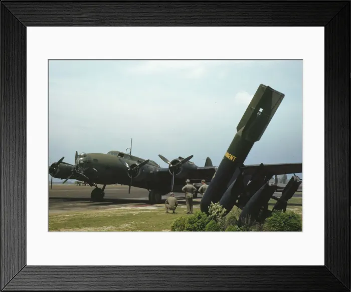 Framed Print : One of Americas new warships of the air, a mighty YB-17 bomber... Langley Field, Va. 1942. Creator: Alfred T Palmer Framed Print : One of Americas new warships of the air, a mighty YB-17 bomber... Langley Field, Va. 1942. Creator: Alfred T Palmer