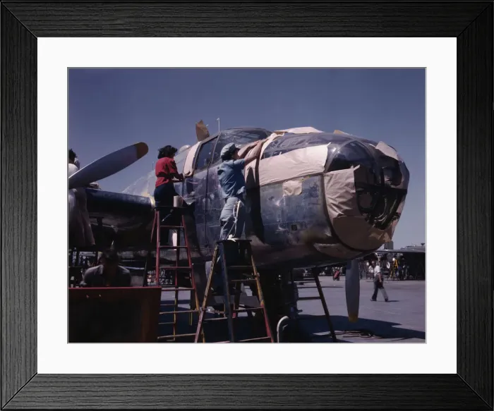Framed Print : North American B-25 bomber is prepared... North American Aviation, Inc. Inglewood, Calif. 1942. Creator: Alfred T Palmer Framed Print : North American B-25 bomber is prepared... North American Aviation, Inc. Inglewood, Calif. 1942. Creator: Alfred T Palmer