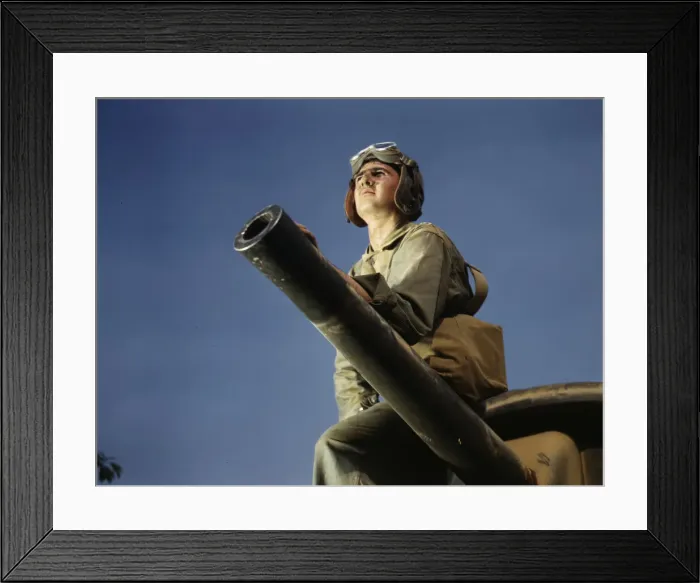 Framed Print : Crewman of an M-3 tank, Ft. Knox, Ky. 1942. Creator: Alfred T Palmer Framed Print : Crewman of an M-3 tank, Ft. Knox, Ky. 1942. Creator: Alfred T Palmer