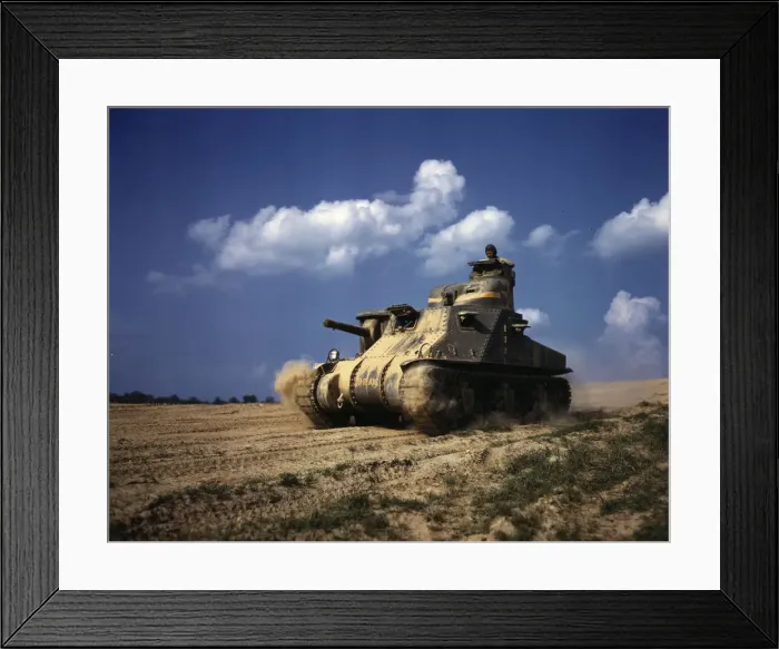 Framed Print : M-3 tanks in action, Ft. Knox, Ky. 1942. Creator: Alfred T Palmer Framed Print : M-3 tanks in action, Ft. Knox, Ky. 1942. Creator: Alfred T Palmer