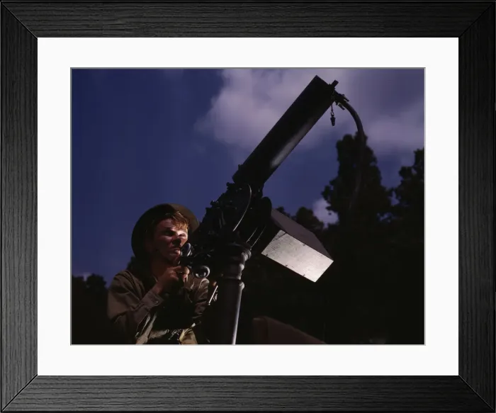 Framed Print : Browning machine gunner, Ft. Knox, Ky. 1942. Creator: Alfred T Palmer Framed Print : Browning machine gunner, Ft. Knox, Ky. 1942. Creator: Alfred T Palmer