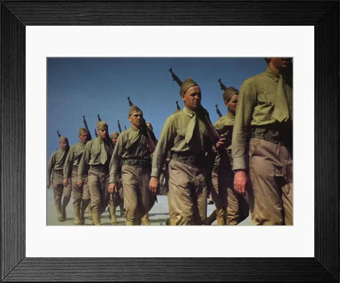 Framed Print : Marines finishing training at Parris Island, S. C. 1942. Creator: Alfred T Palmer Framed Print : Marines finishing training at Parris Island, S. C. 1942. Creator: Alfred T Palmer