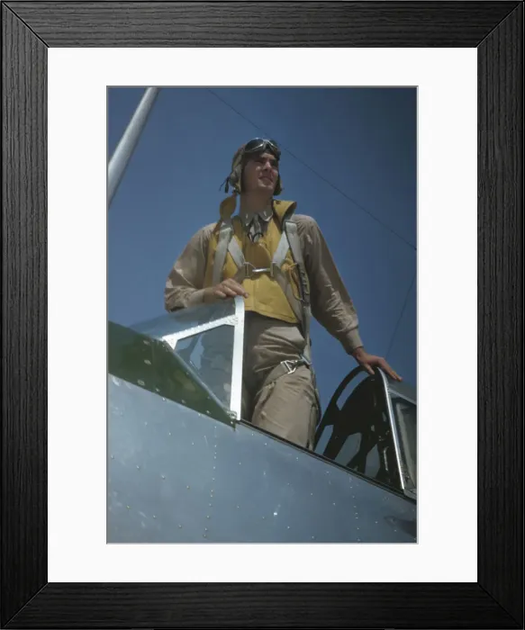Framed Print : Marine Corps lieutenant studying glider piloting at Page Field, Parris Island, S. C. 1942. Creator: Alfred T Palmer Framed Print : Marine Corps lieutenant studying glider piloting at Page Field, Parris Island, S. C. 1942. Creator: Alfred T Palmer