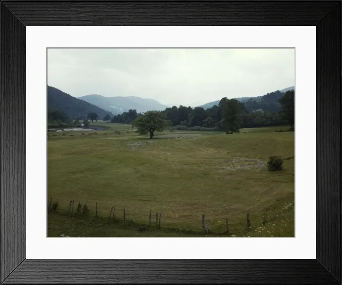 Framed Print : Farmland along the upper Delaware River in New York state, 1943. Creator: John Collier Framed Print : Farmland along the upper Delaware River in New York state, 1943. Creator: John Collier