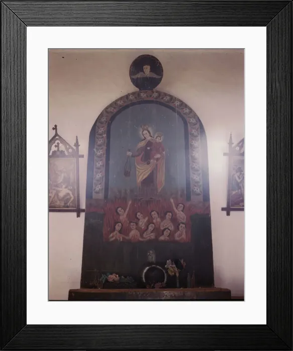 Framed Print : The altar of Nuestra Senora del Carmel on the south wall of the church, Trampas, N. M. 1943. Creator: John Collier Framed Print : The altar of Nuestra Senora del Carmel on the south wall of the church, Trampas, N. M. 1943. Creator: John Collier