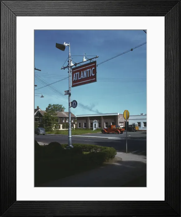Framed Print : Street scene, with building of the Southington News, Southington, Connecticut, 1942. Creator: Charles Fenno Jacobs Framed Print : Street scene, with building of the Southington News, Southington, Connecticut, 1942. Creator: Charles Fenno Jacobs