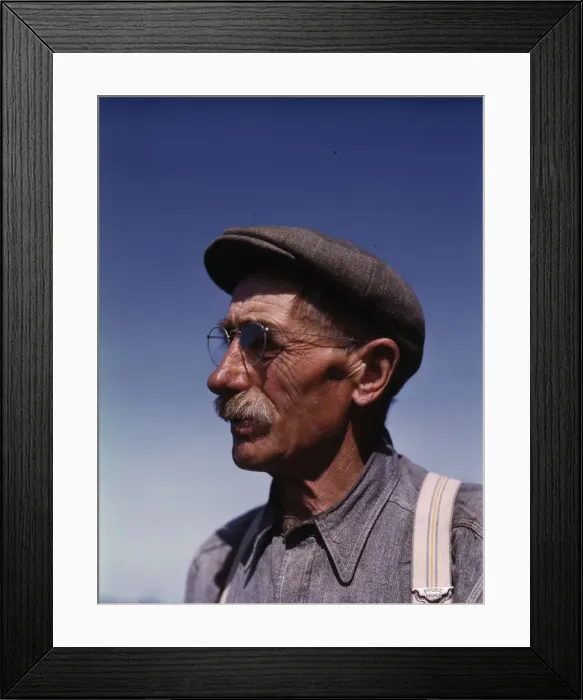 Framed Print : Gus Worke, a farmer who came from Germany 40 years ago, Southington, Conn. 1942. Creator: Charles Fenno Jacobs Framed Print : Gus Worke, a farmer who came from Germany 40 years ago, Southington, Conn. 1942. Creator: Charles Fenno Jacobs