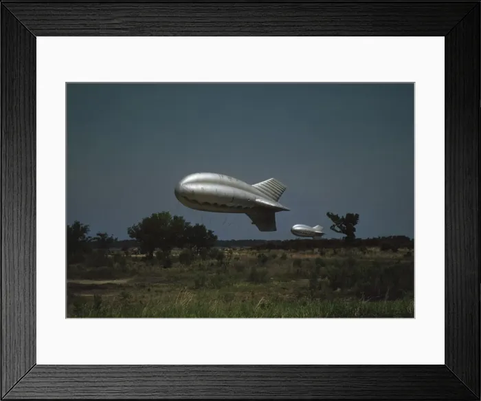 Framed Print : Marine Corps barrage balloons, Parris Island, S. C. 1942. Creator: Alfred T Palmer Framed Print : Marine Corps barrage balloons, Parris Island, S. C. 1942. Creator: Alfred T Palmer