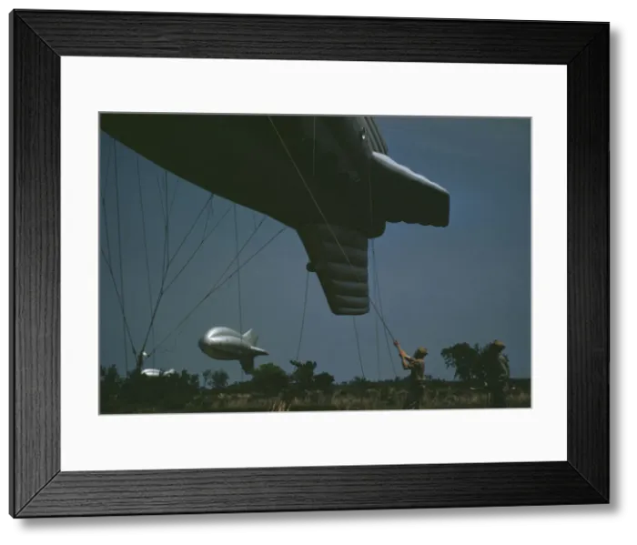 Framed Print : Marine Corps barrage balloons, Parris Island, S. C. 1942. Creator: Alfred T Palmer
