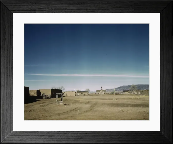 Framed Print : Plaza of Costilla, near the Colorado line, New Mexico, 1943. Creator: John Collier Framed Print : Plaza of Costilla, near the Colorado line, New Mexico, 1943. Creator: John Collier