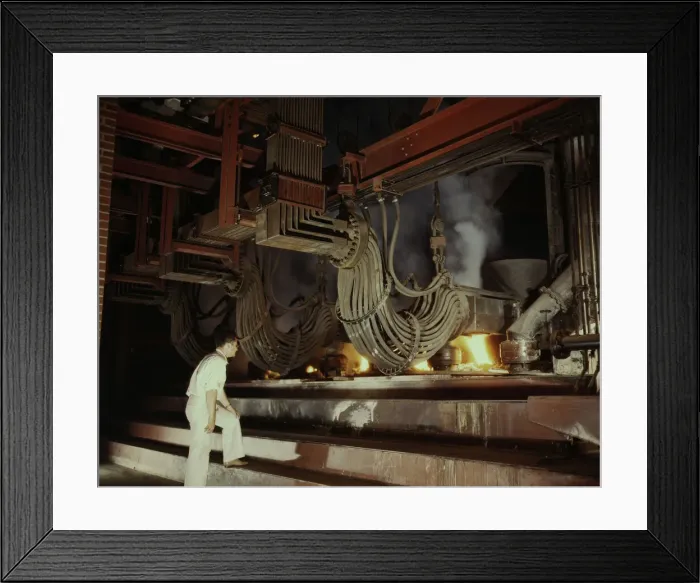 Framed Print : A large electric phosphate smelting furnace used in the making... Muscle Shoals area, Alabama, 1942. Creator: Alfred T Palmer Framed Print : A large electric phosphate smelting furnace used in the making... Muscle Shoals area, Alabama, 1942. Creator: Alfred T Palmer
