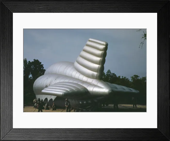 Framed Print : U. S. Marine Corps, bedding down a big barrage balloon, Parris Island, S. C. 1942. Creator: Alfred T Palmer Framed Print : U. S. Marine Corps, bedding down a big barrage balloon, Parris Island, S. C. 1942. Creator: Alfred T Palmer