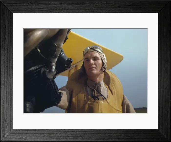 Framed Print : Marine lieutenant by the power towing plane for the gliders at Page Field, Parris Island, S. C. 1942 Creator: Alfred T Palmer Framed Print : Marine lieutenant by the power towing plane for the gliders at Page Field, Parris Island, S. C. 1942 Creator: Alfred T Palmer