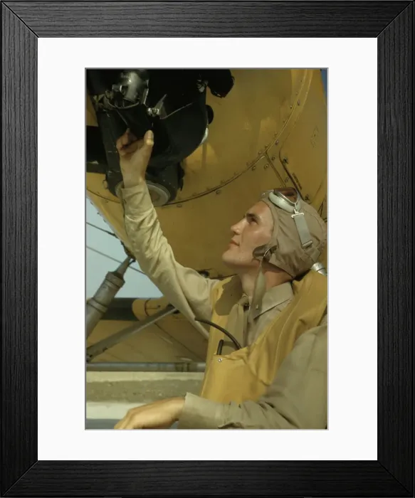 Framed Print : Marine lieutenant, pilot with the power towing plane for the... page Field, Parris Island, S.C. 1942 Creator: Alfred T Palmer Framed Print : Marine lieutenant, pilot with the power towing plane for the... page Field, Parris Island, S.C. 1942 Creator: Alfred T Palmer
